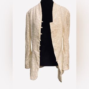 Beautiful Vintage White w/ velvet Floral Print Moda Spiegel Blazer!